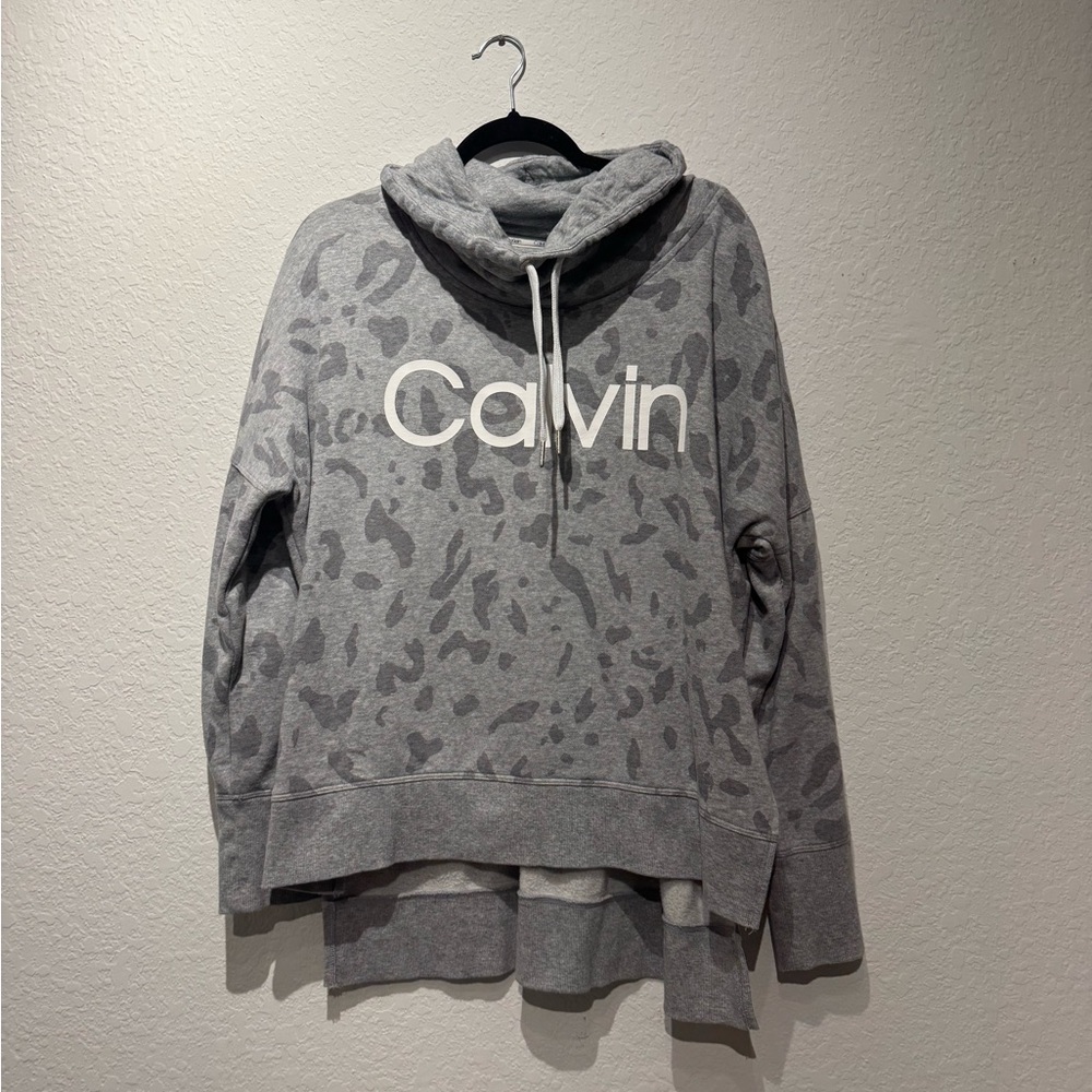Calvin Gray Leopard Print Hoodie